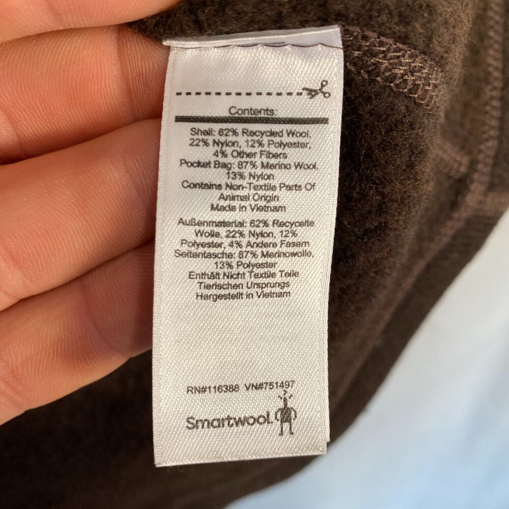 Smartwool Men’s Brown Recycled Wool Blend Fleece Vest Full Zip Size M - Picture 6 of 9